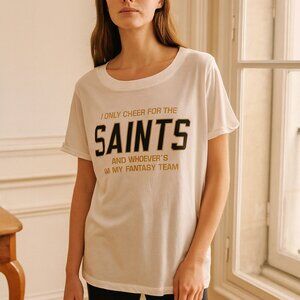 Junk Food White KNit  New Orleans Saints Short Sleeve  Graphic Tee Large